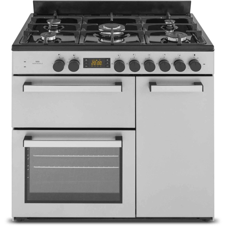 GRADE A3 - New World NW90DF3ST 90cm Triple Cavity Dual Fuel Range Cooker - Stainless Steel