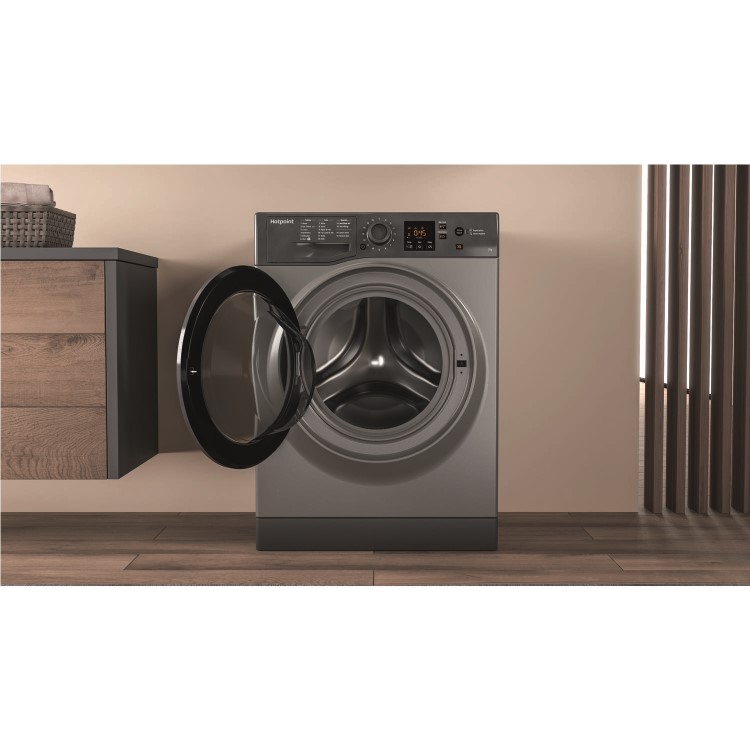 Hotpoint NSWM743UGG 7kg 1400rpm Freestanding Washing Machine - Graphite