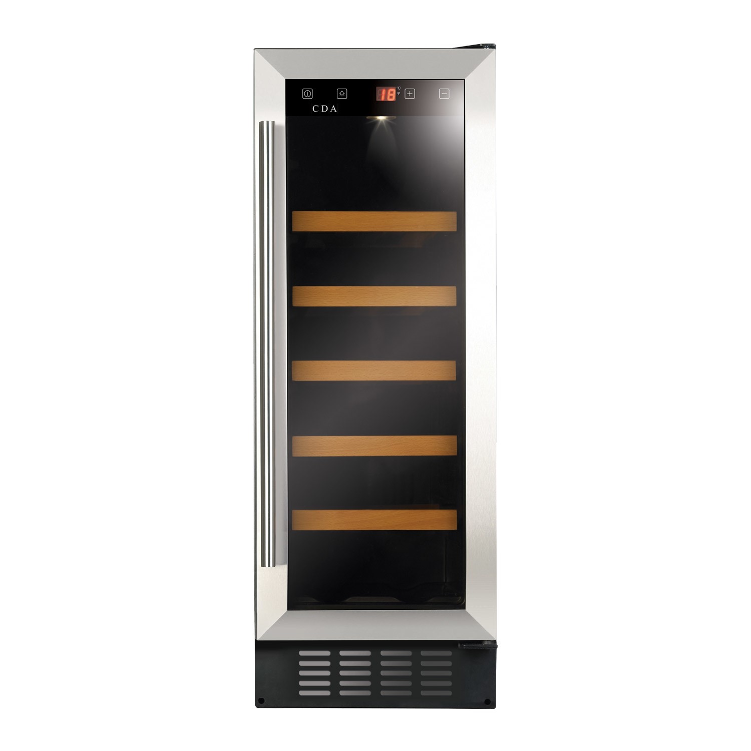 CDA 20 Bottle Capacity Single Zone Freestanding Under Counter Wine Cooler - Stainless Steel