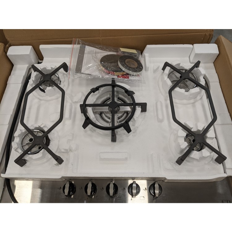 GRADE A2 - CDA HVG720SS 70cm Five Burner Gas-on-glass Hob Stainless Steel