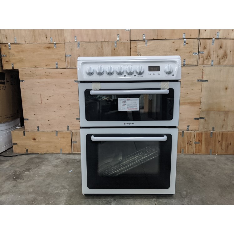 GRADE A2 - Hotpoint HAE60P 60cm Double Oven Electric Cooker - White