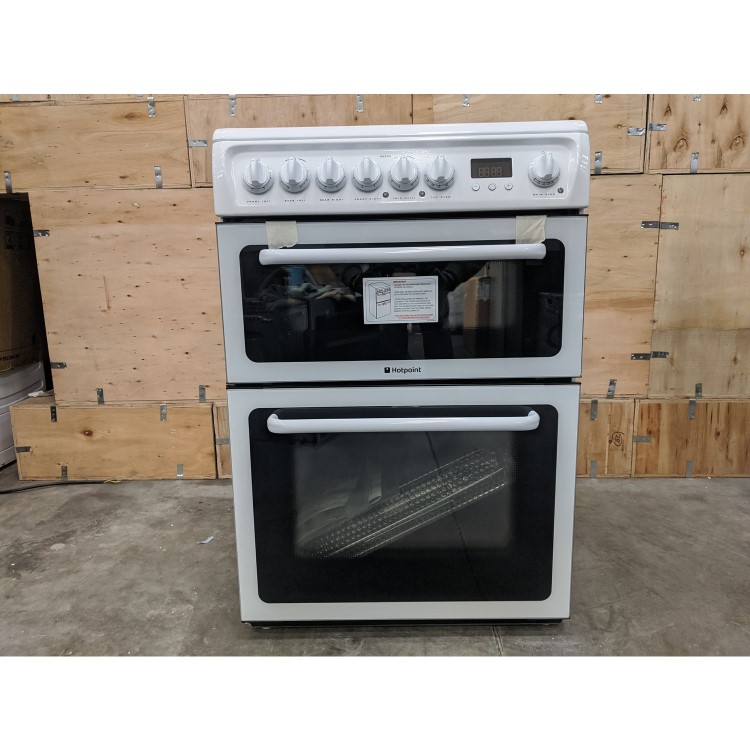 GRADE A2 - Hotpoint HAE60P 60cm Double Oven Electric Cooker - White