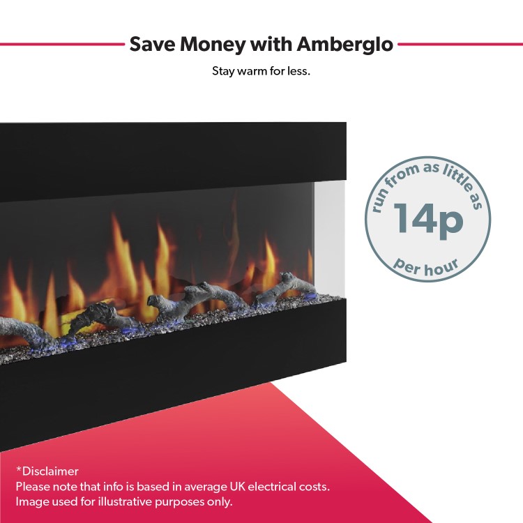 GRADE A2 - 42 Inch Black Built In Electric Fire -  AmberGlo