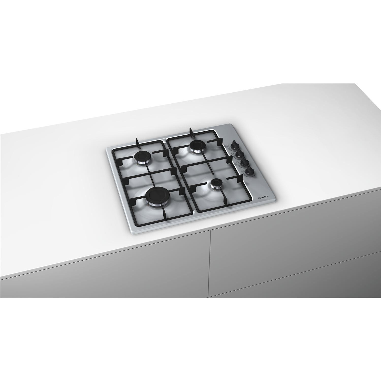 Refurbished Bosch Serie 2 PBP6B5B60 58cm 4 Burner Gas Hob Stainless Steel 78086412/1/PBP6B5B60