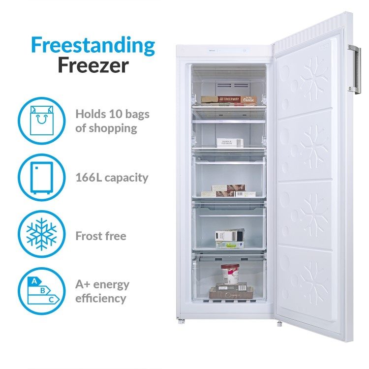 GRADE A3 - electriQ 166 Litre Freestanding Upright Freezer 144cm Tall Frost Free 55cm Wide - White