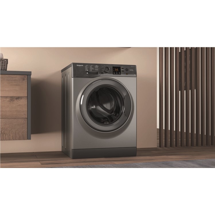 GRADE A2 - HOTPOINT NSWM863CGG 8kg 1600rpm Freestanding Washing Machine - Graphite
