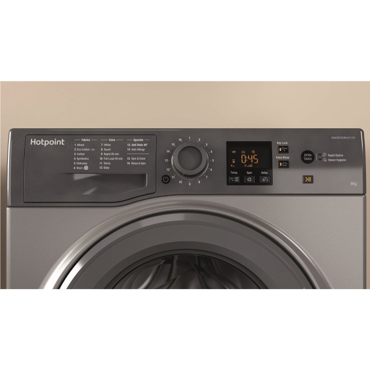 GRADE A2 - HOTPOINT NSWM863CGG 8kg 1600rpm Freestanding Washing Machine - Graphite