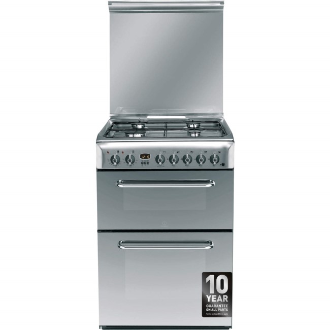 Refurbished Indesit KDP60SES 60cm Double Oven Dual Fuel Cooker Stainless Steel