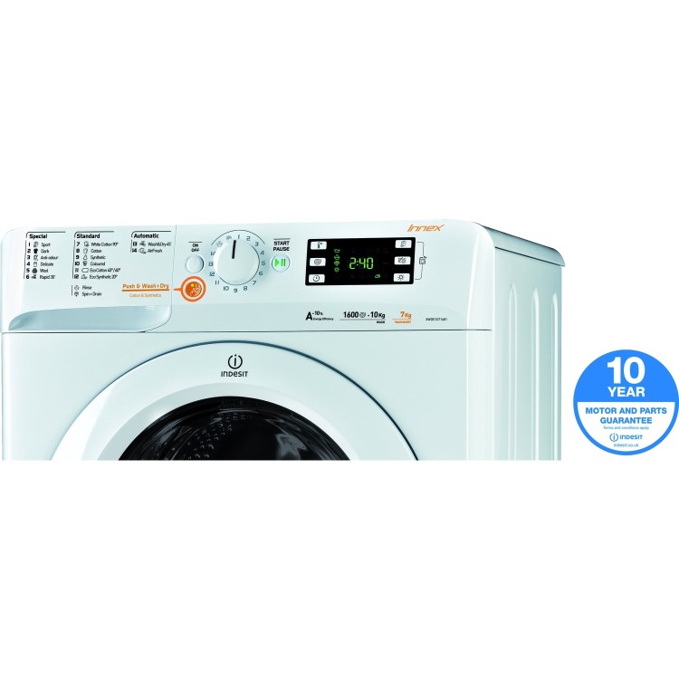 INDESIT XWDE1071681XW Innex 10kg Wash 7kg Dry 1600rpm Freestanding Washer Dryer - White