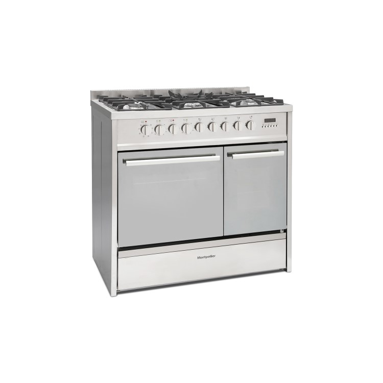 GRADE A3 - Montpellier MRT91DFMX 90cm Twin Cavity Dual Fuel Range Cooker - Stainless Steel