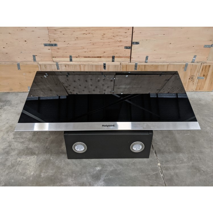 GRADE A3 - Hotpoint PHVP87FLTK 80cm Angled Glass Chimney Cooker Hood in Black