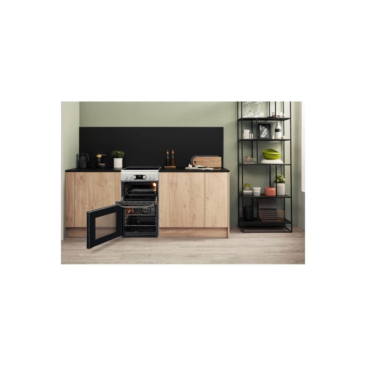 Hotpoint 50cm Double Oven Electric Cooker - Grey