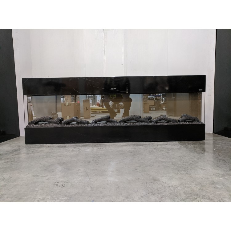 GRADE A3 - 60 Inch Black Built In Electric Fire - Amberglo