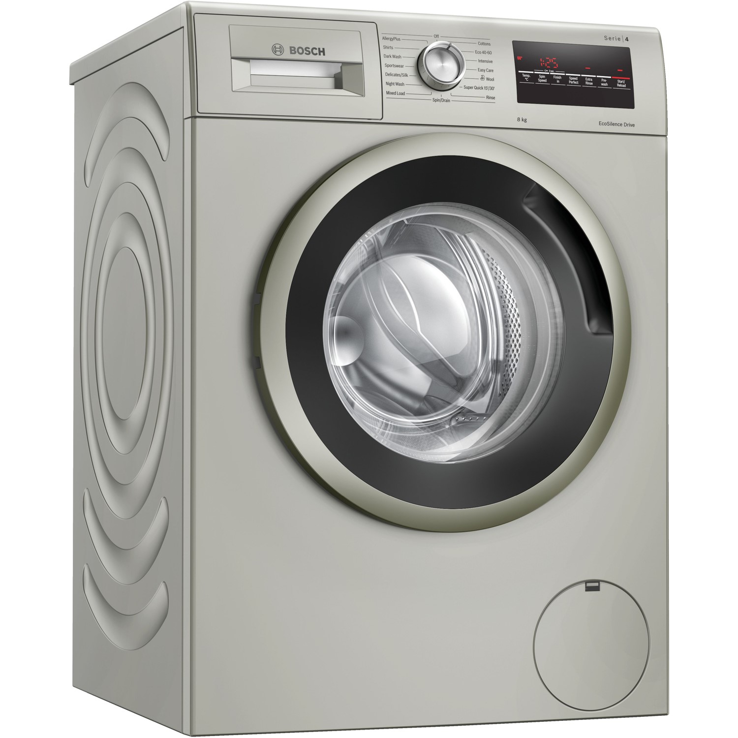 Bosch Serie 4 8kg 1400rpm Freestanding Washing Machine - Grey/Stainless Steel