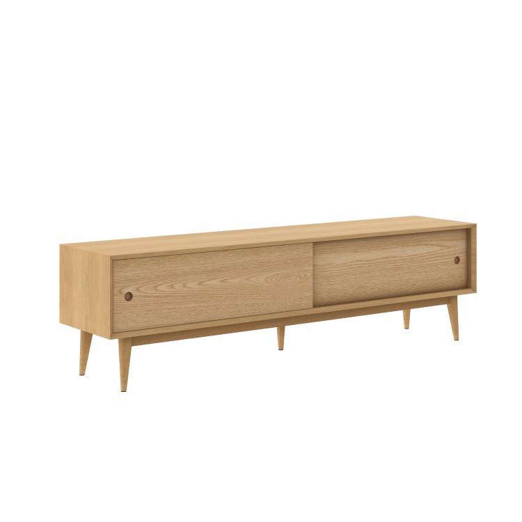 Solid Oak TV Unit with Sliding Doors - TV's up to 70" - Scandi - Briana