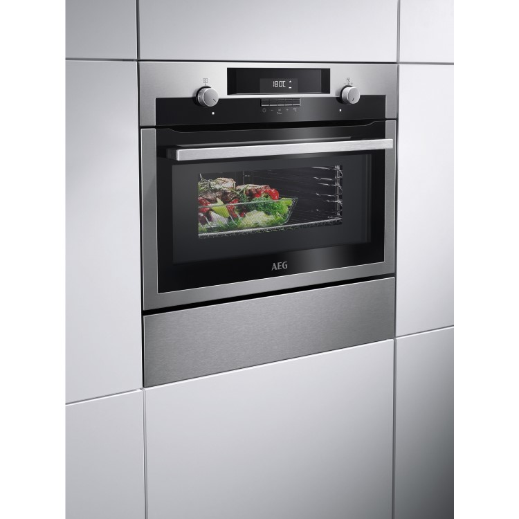 GRADE A2 - AEG KME561000M CombiQuick Built-in Combination Microwave Oven Stainless Steel
