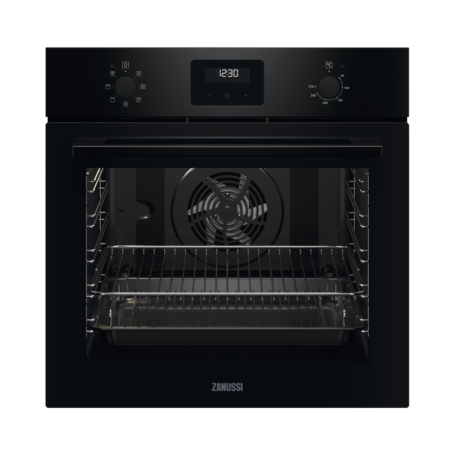 Refurbished Zanussi Series 20 ZOHNX3K1 60cm Single Built In Electric Oven Black