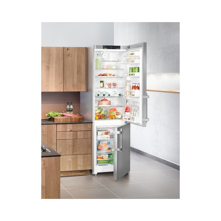 Liebherr CNef4015 Comfort 201x60cm Extra Efficient NoFrost Freestanding Fridge Freezer SmartSteel Doors