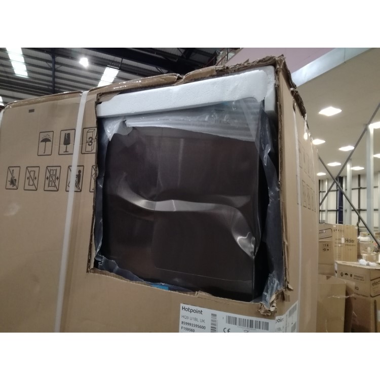 Refurbished Hotpoint HQ9U1BL Four Door American Fridge Freezer - Black & Stainless Steel