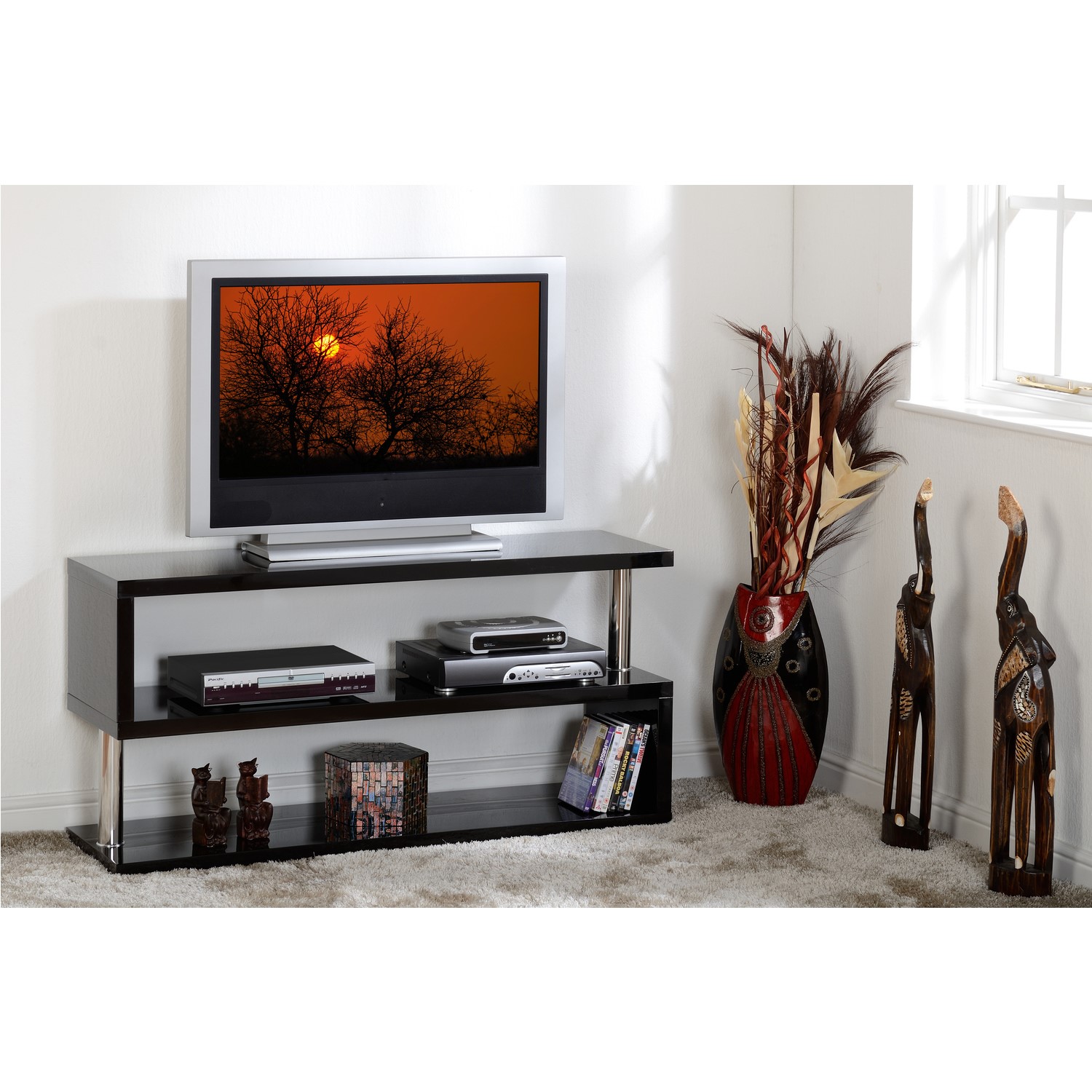 Seconique Charisma Black High Gloss TV Unit TV's up to 58" 300305