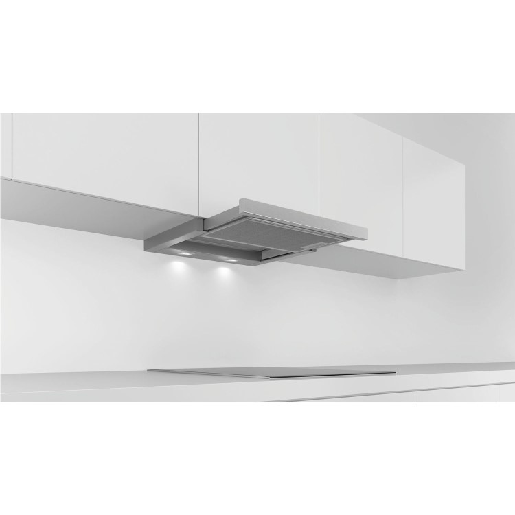 Refurbished Bosch Serie 4 DFS067A50B 60cm Telescopic Cooker Hood Silver Metallic