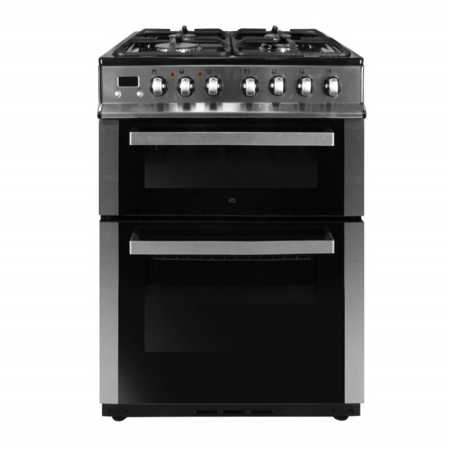 electriQ 60cm Double Oven Dual Fuel Cooker Stainless Steel IQDFC2W60