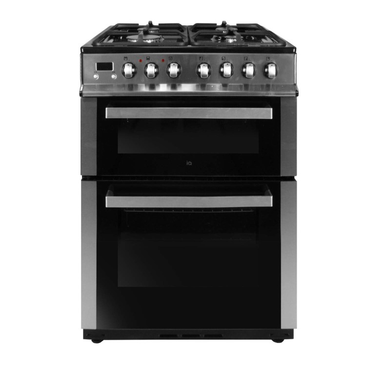 electriQ 60cm Double Oven Dual Fuel Cooker - Stainless Steel