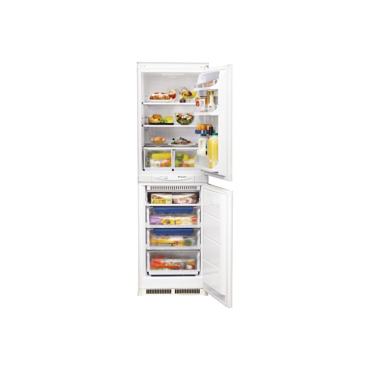 GRADE A2 - HOTPOINT HM325FF 228 Litre Integrated Fridge Freezer 50/50 Split 174cm Tall Frost Free 55cm Wide - White