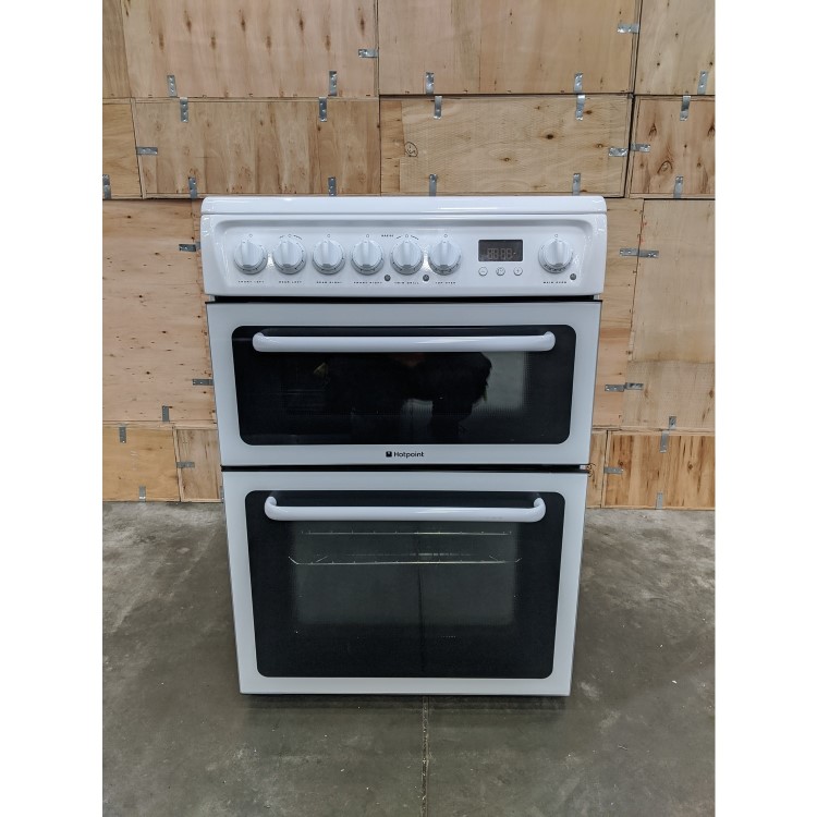 GRADE A3 - Hotpoint HAE60P 60cm Double Oven Electric Cooker - White