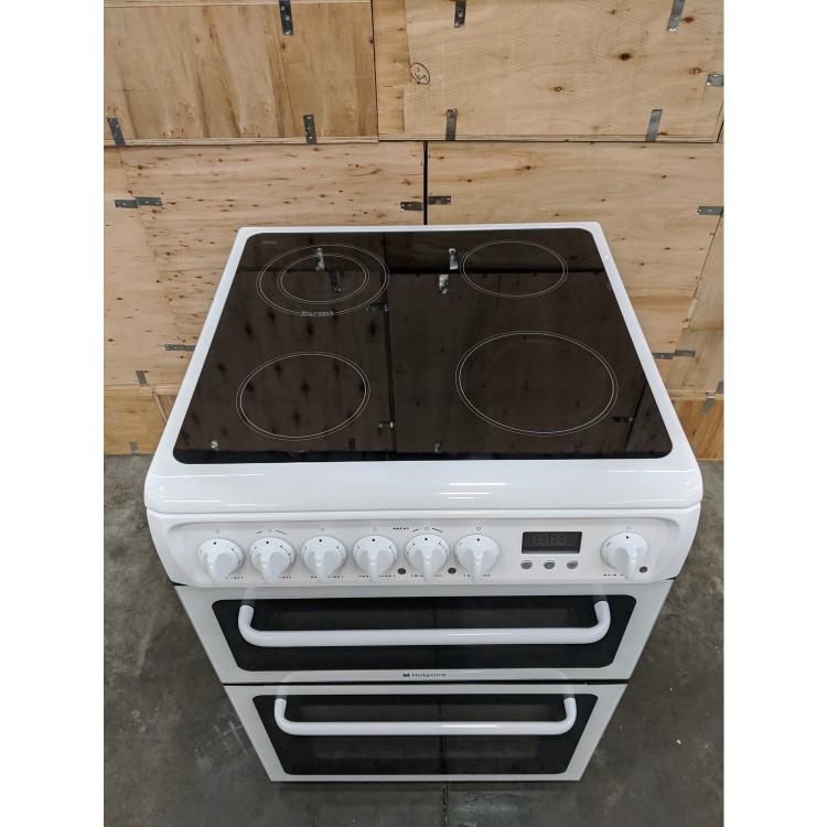 GRADE A3 - Hotpoint HAE60P 60cm Double Oven Electric Cooker - White