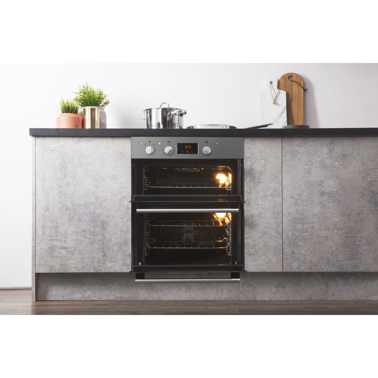 black built under electric double oven