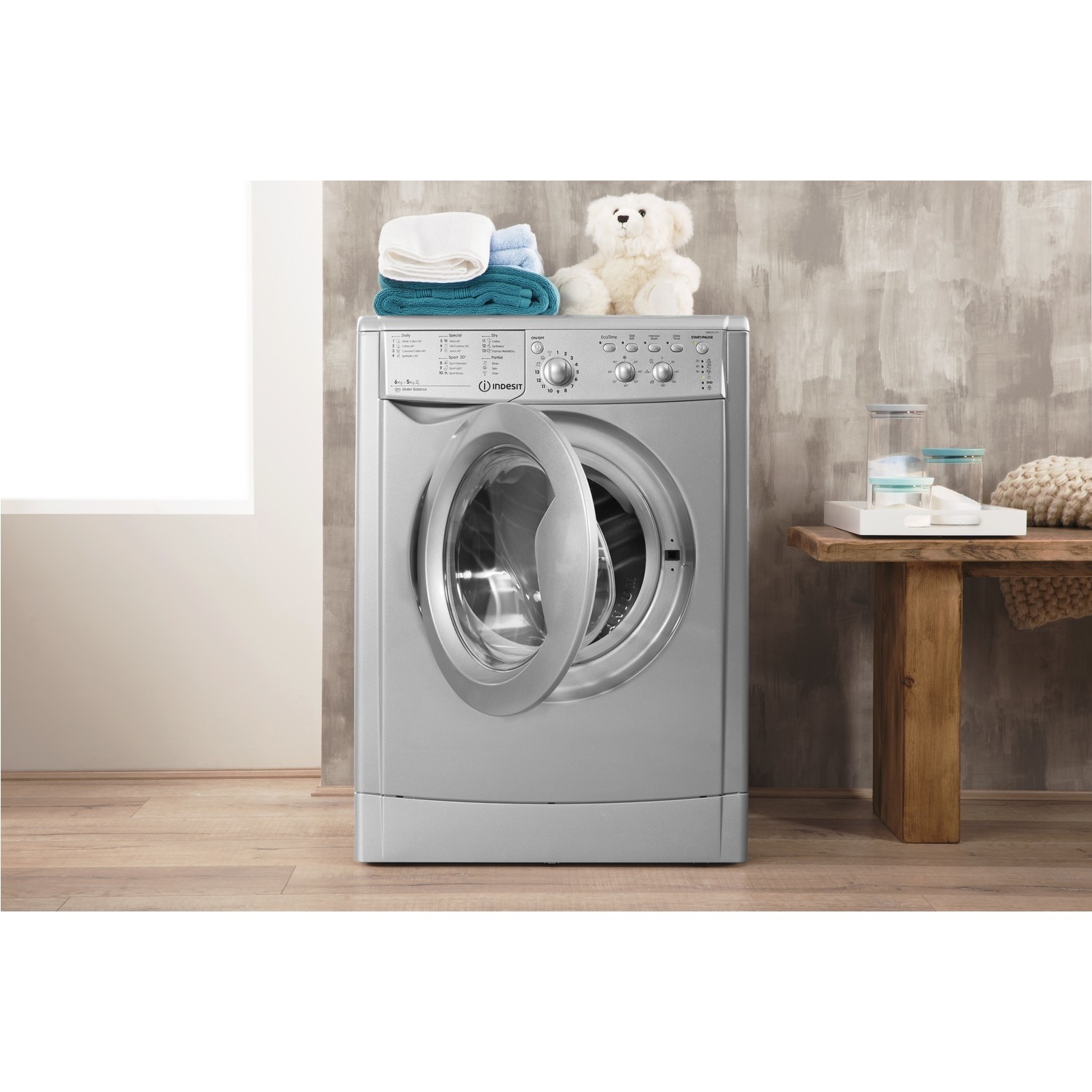 Indesit 6kg Wash 5kg Dry 1200rpm Freestanding Washer Dryer Silver