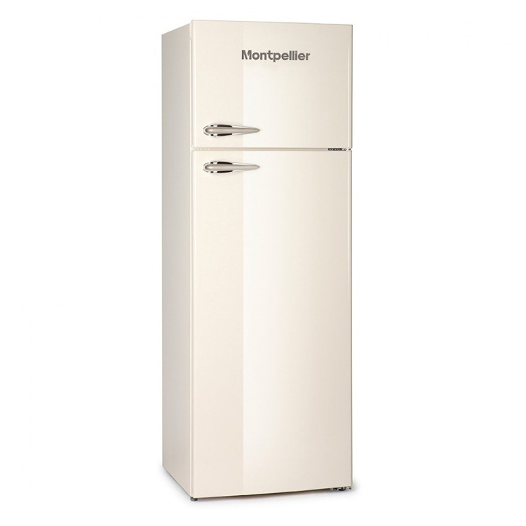 GRADE A2 - Montpellier MAB345C 305 Litre Freestanding Fridge Freezer Retro Top Mount 80/20 Split Frost Free 60cm Wide - Cream