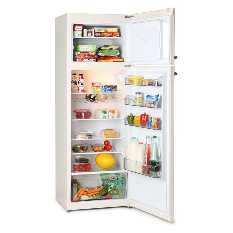 GRADE A2 - Montpellier MAB345C 305 Litre Freestanding Fridge Freezer Retro Top Mount 80/20 Split Frost Free 60cm Wide - Cream