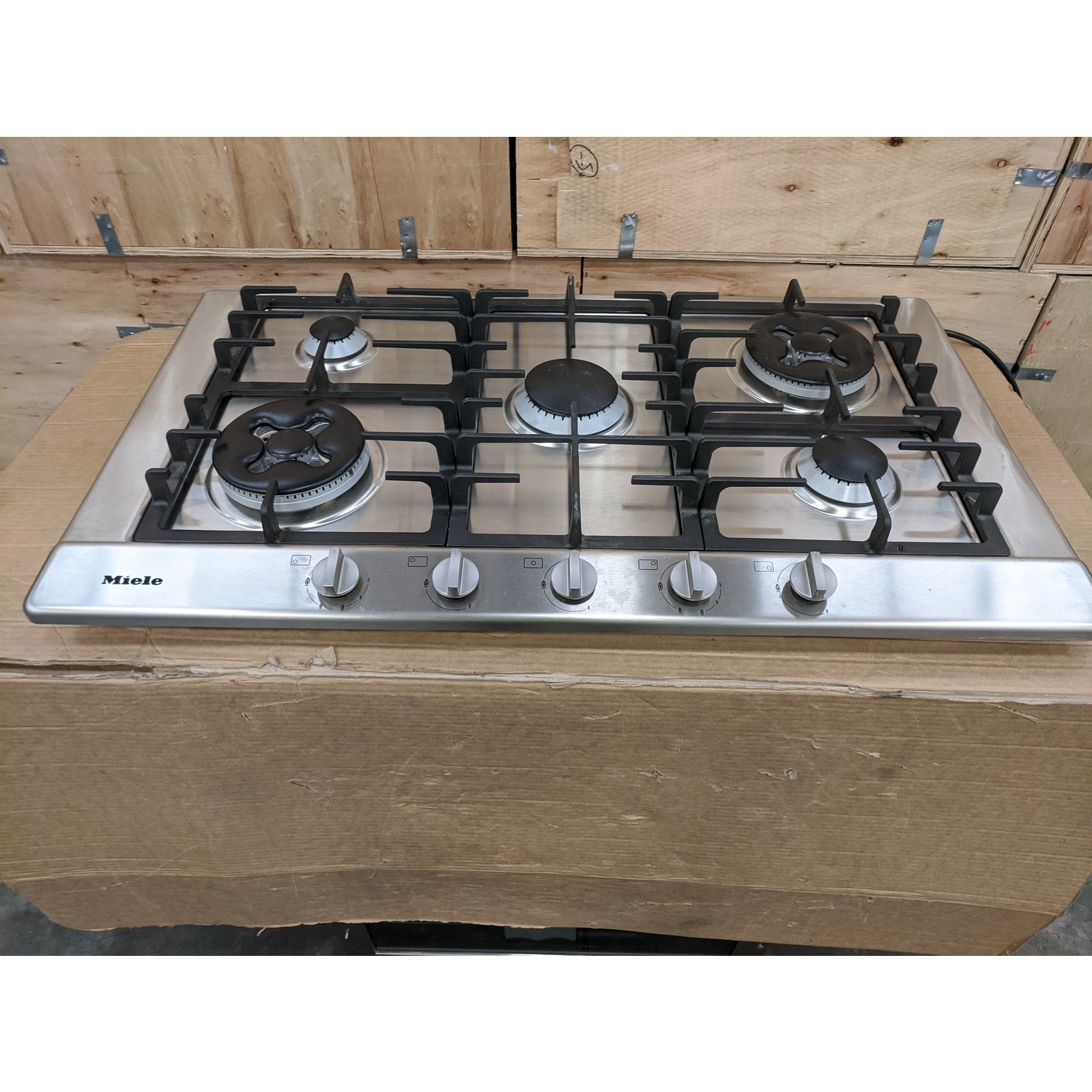 Refurbished Miele KM2054 90cm 5 Burner Gas Hob with Wok Burner Stainless Steel
