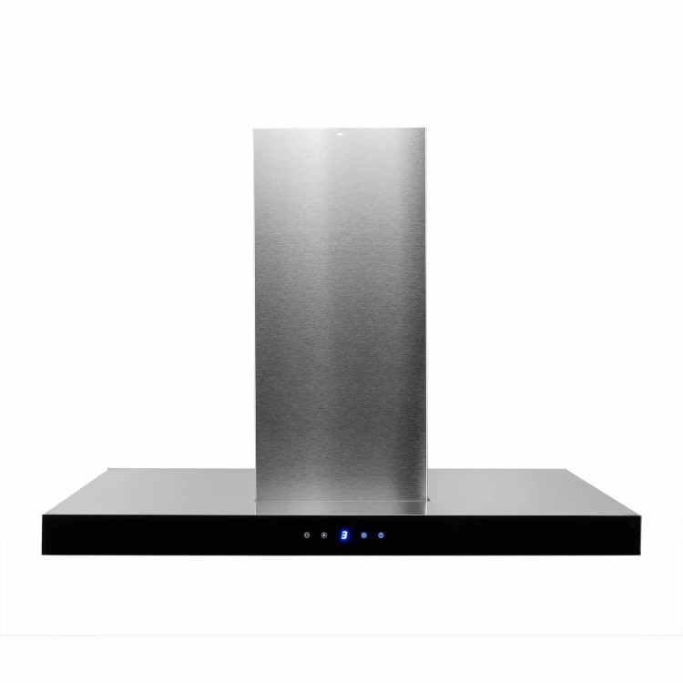 Refurbished electriQ 90cm Island Cooker Hood LED Panel With Glass - Black