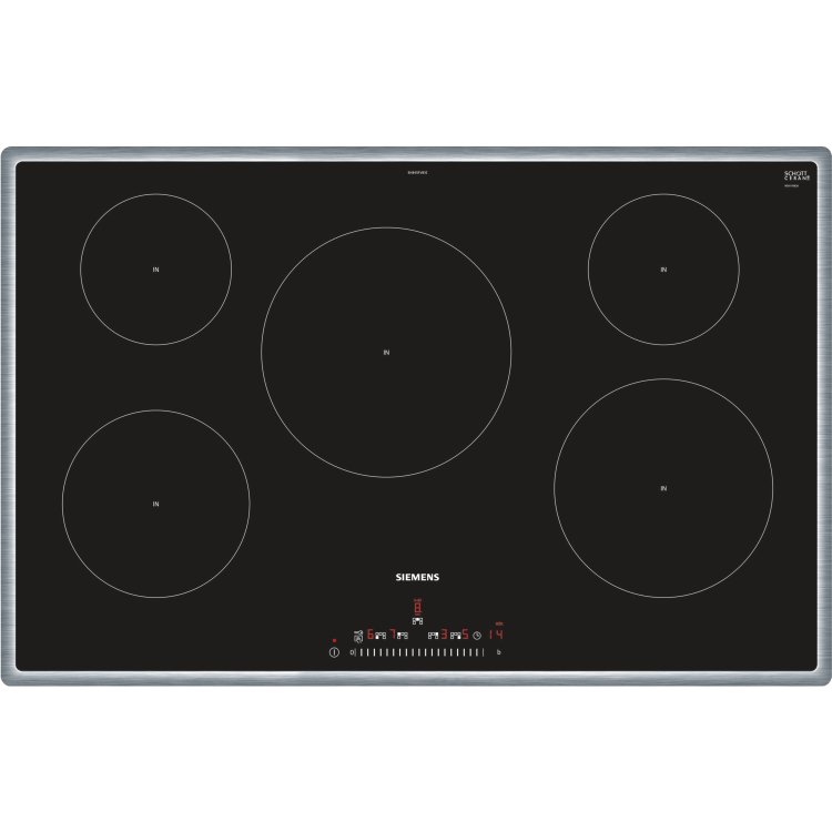 GRADE A1 - Siemens EH845FVB1E touchSlider Control 80cm Wide Five Zone Induction Hob - Black With Stainless Steel Frame