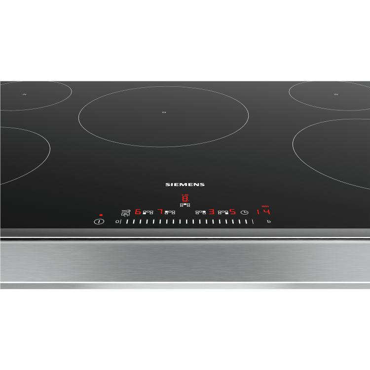 GRADE A1 - Siemens EH845FVB1E touchSlider Control 80cm Wide Five Zone Induction Hob - Black With Stainless Steel Frame