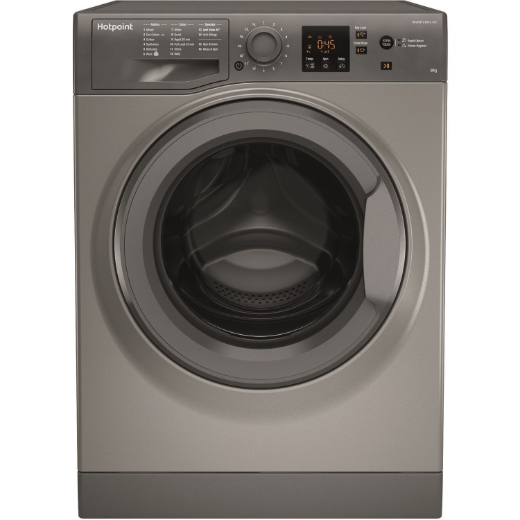 HOTPOINT NSWM843CGG 8kg 1400rpm Freestanding Washing Machine - Graphite