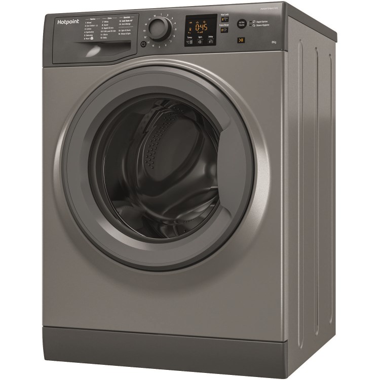 HOTPOINT NSWM843CGG 8kg 1400rpm Freestanding Washing Machine - Graphite