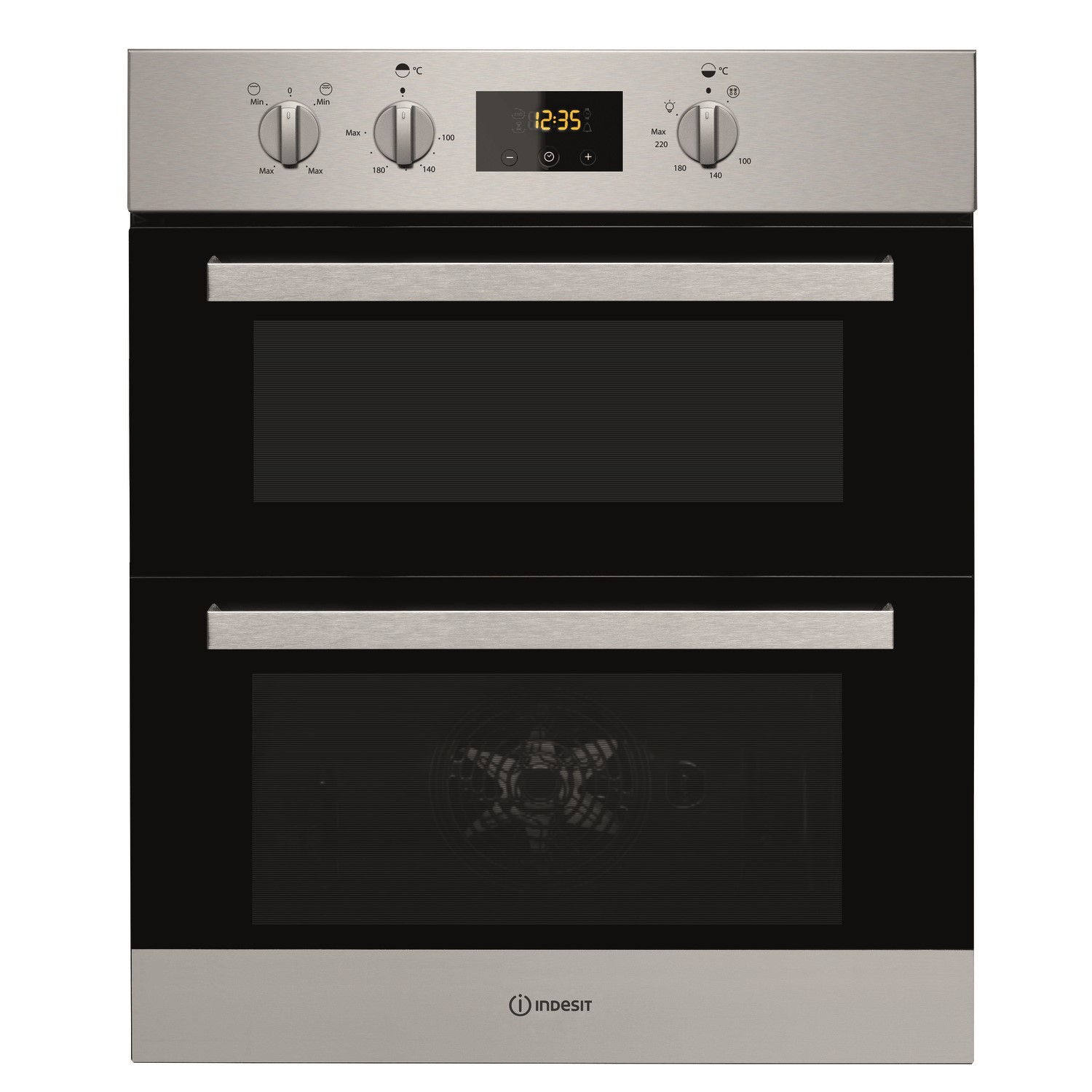 Refurbished Indesit Aria IDU6340IX 60cm Double Built Under Electric Oven Stainless Steel