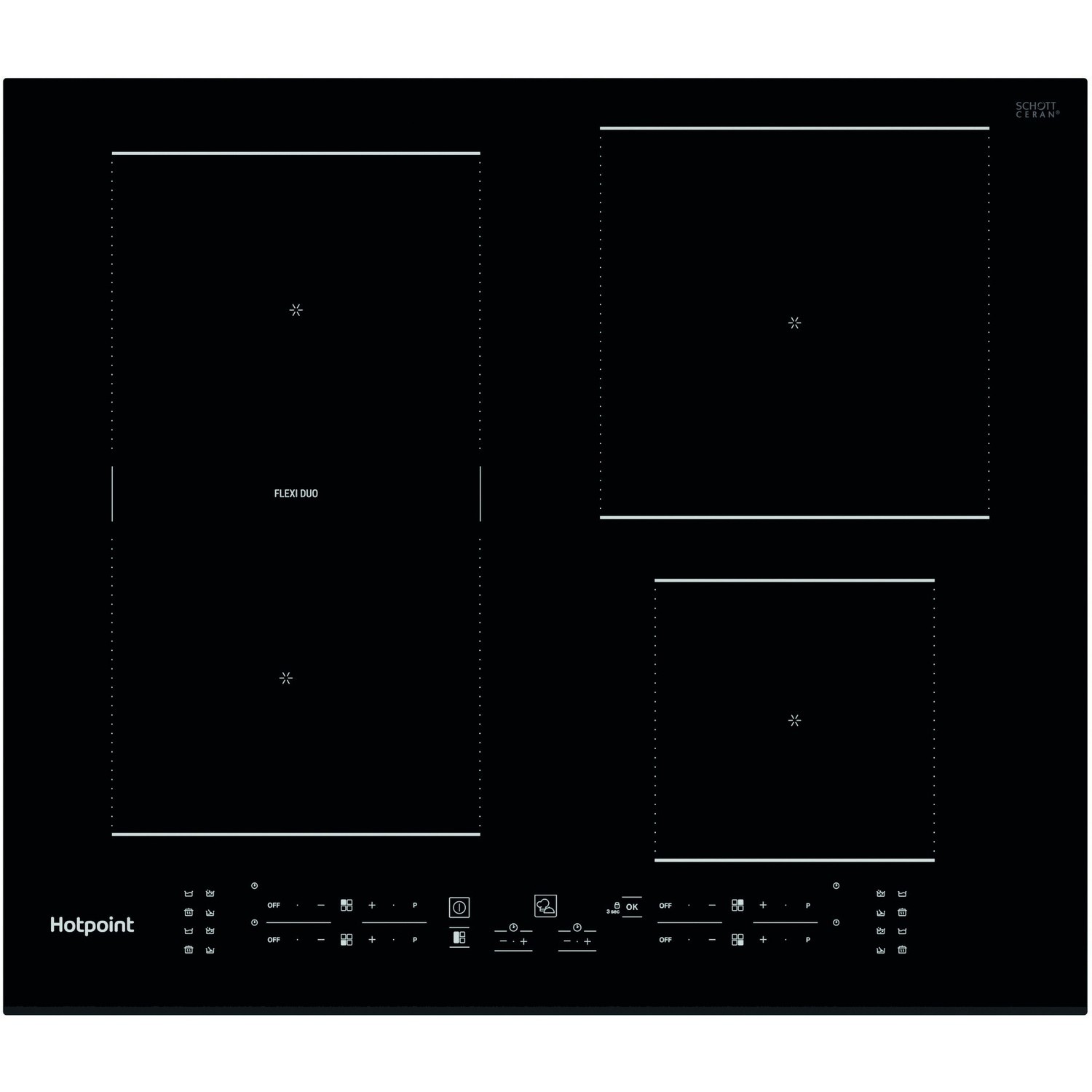 Hotpoint 59cm 4 Zone Induction Hob with Flexi Zone