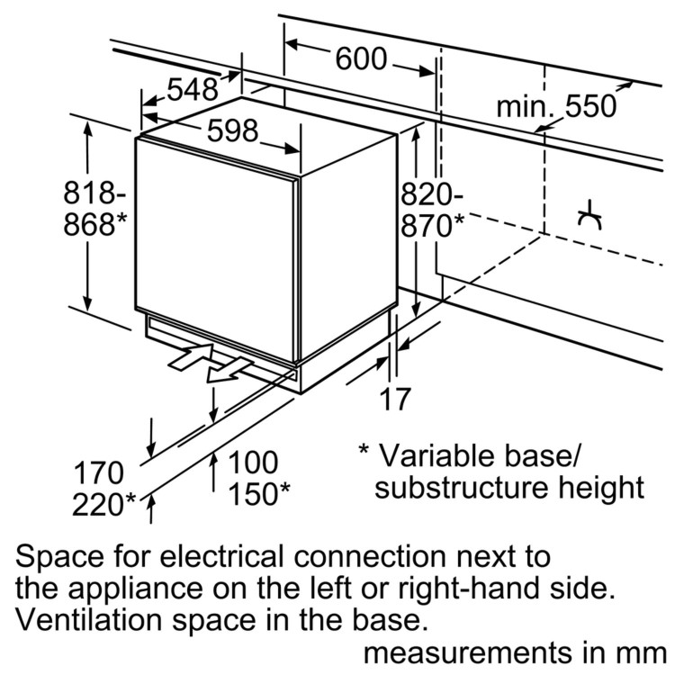 Bosch Series 6 98 Litre Under Counter Integrated Freezer