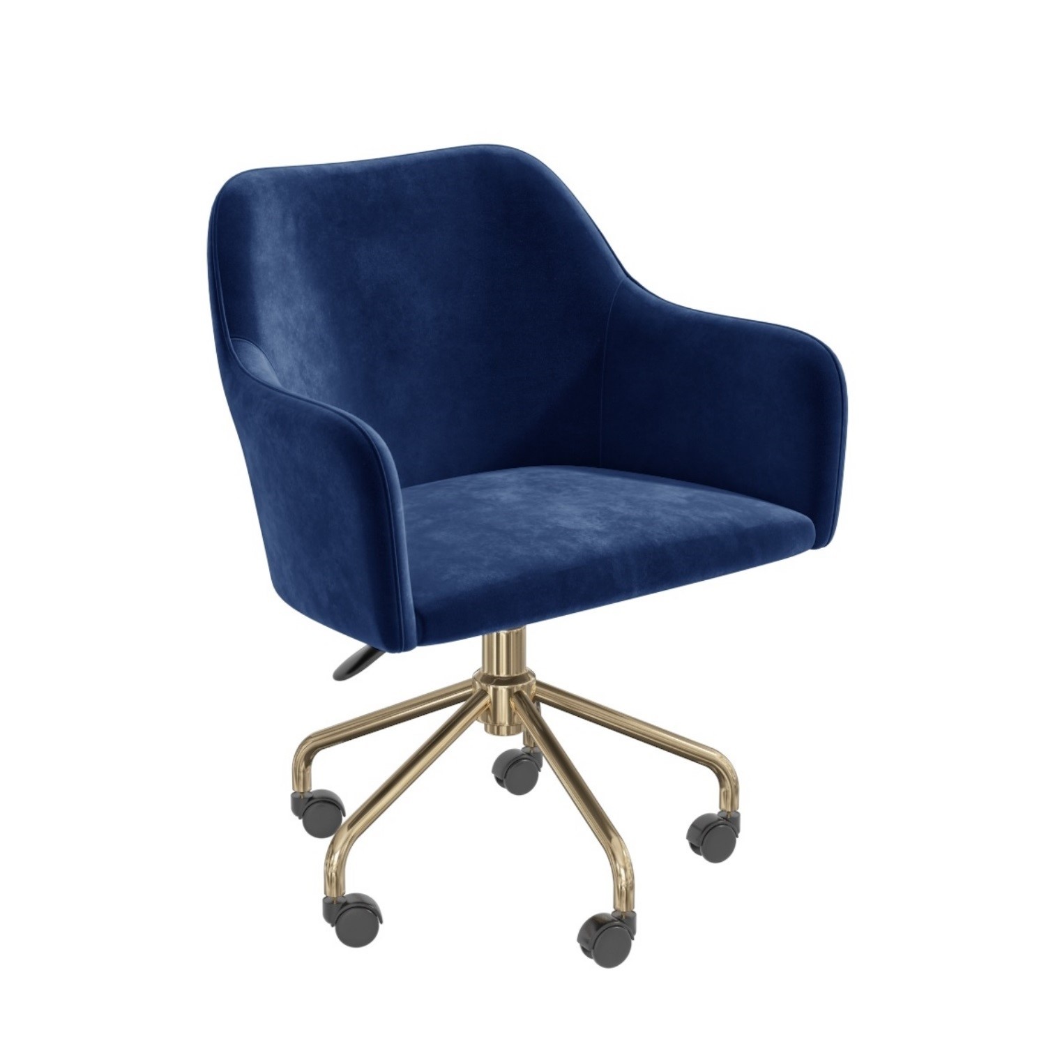 Navy Blue Velvet Office Swivel Chair With Gold Base Marley Ebay