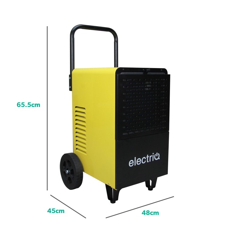 GRADE A5 - electriQ 50L Industrial Portable Dehumidifier with Metal Body & Large Wheels