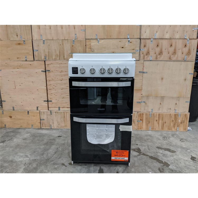 Refurbished Hotpoint HD5G00CCW 50cm Double Cavity Gas Cooker White