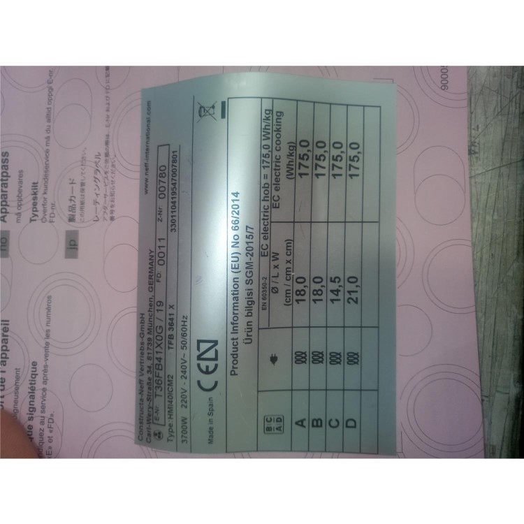 Refurbished Neff T36FB41X0G Touch Control 60cm Four Zone Induction Hob Black With Bevelled Front Edge