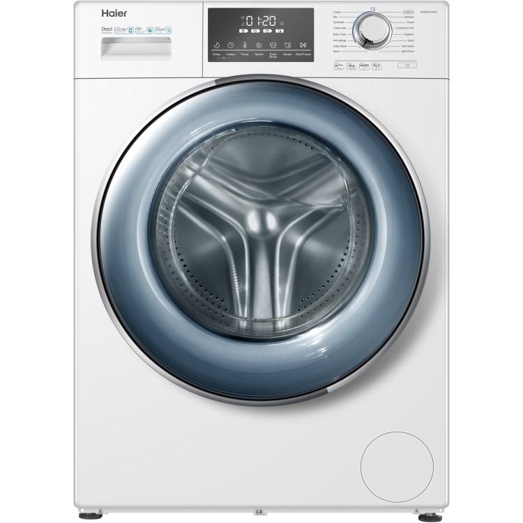 GRADE A2 - Haier HW80-B14876 8kg 1400rpm Freestanding Washing Machine with Direct Motion Motor - White