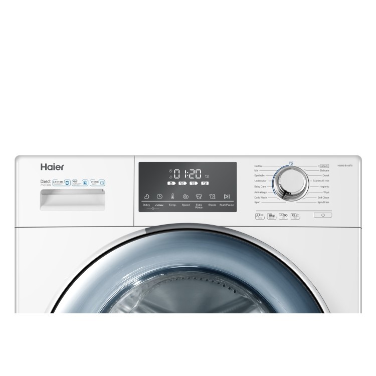 GRADE A2 - Haier HW80-B14876 8kg 1400rpm Freestanding Washing Machine with Direct Motion Motor - White