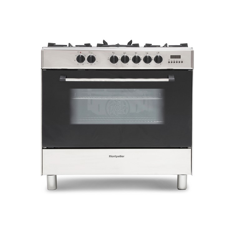 GRADE A2 - Montpellier MR91DFMX 90cm Single Cavity Dual Fuel Range Cooker - Stainless Steel